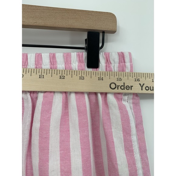 Old Navy Shorts Womens Medium Pink White Striped Linen Blend Pull On Boho - Picture 6 of 9